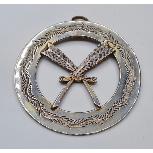 259 - Large White Metal Masonic Pendant. 7cm Diameter.
