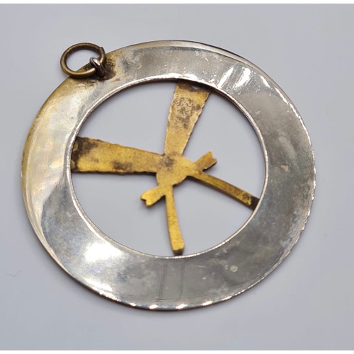 259 - Large White Metal Masonic Pendant. 7cm Diameter.