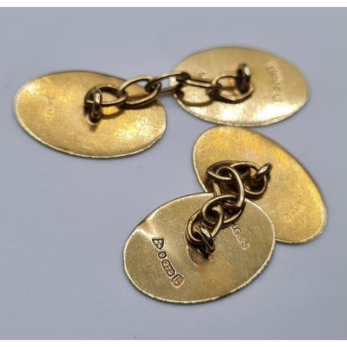 279 - Vintage 9ct Gold Pair of Cuff Links. Chain linked oval form, beautiful condition, no engraving, clea... 