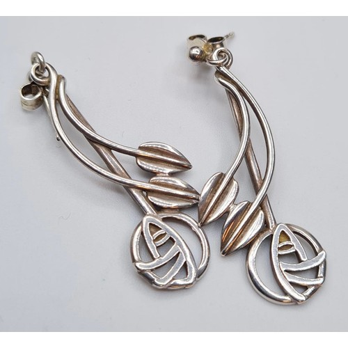 270 - Pair of Silver Renee Mackintosh Earrings. Art Deco Style. Excellent Condition