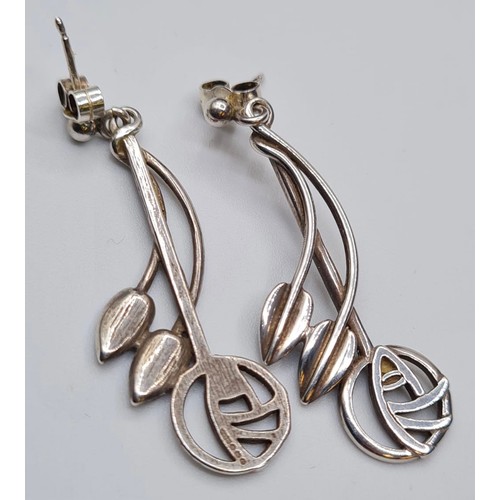 270 - Pair of Silver Renee Mackintosh Earrings. Art Deco Style. Excellent Condition