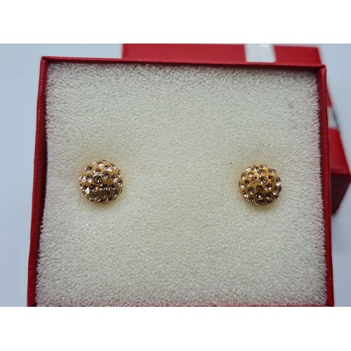 264 - Pair of 9ct Gold Stone Set Large Stud Earrings.