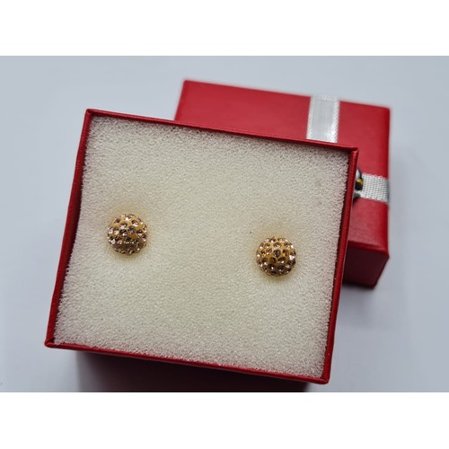 264 - Pair of 9ct Gold Stone Set Large Stud Earrings.