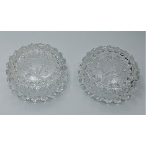 253 - Vintage pair of Edinburgh crystal trinket dishes. Having Scottish thistle emblem impression to bases... 