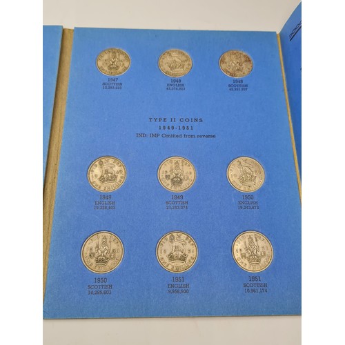 299 - A collection of 71 British shillings in 2 folders 1936 - 1966