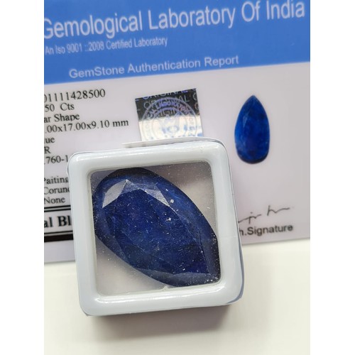 292 - 45.50ct Teardrop shape blue sapphire gemstone