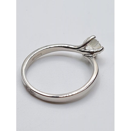 22 - PLATINUM DIA SOLITAIRE RING 0.73CT SI1/SI2 H/I 4.1G, SIZE P
