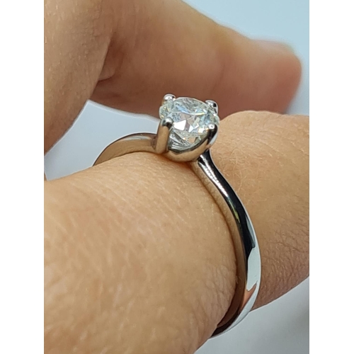 22 - PLATINUM DIA SOLITAIRE RING 0.73CT SI1/SI2 H/I 4.1G, SIZE P
