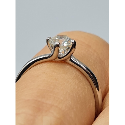 22 - PLATINUM DIA SOLITAIRE RING 0.73CT SI1/SI2 H/I 4.1G, SIZE P