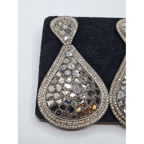 258 - Antique gold and silver diamond earrings with 9ct plus diamonds