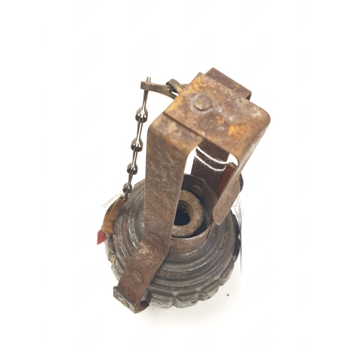 169 - Inert WW1 imperial German kugal grenade in pannier