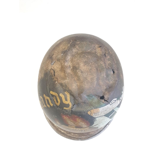 19 - WW2 Normandy Battlefield found Relic US M1 Helmet with post war memorial painting