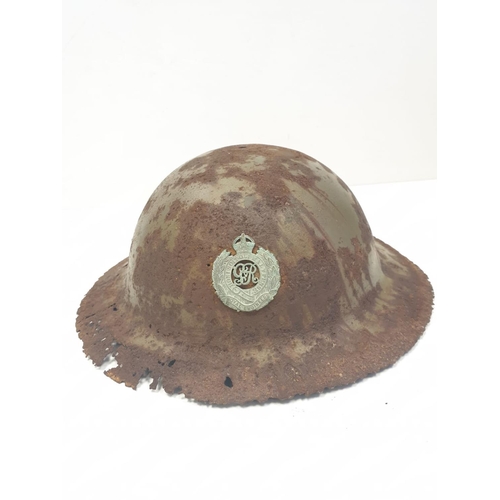 77 - WW1 Semi Relic British Brodie Helmet With Royal Engineers Cap Badge.