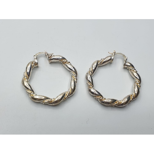 396 - Silver Hoop Earrings as new 11g