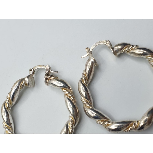 396 - Silver Hoop Earrings as new 11g