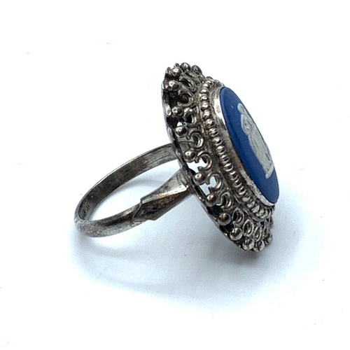 417 - Wedgwood blue jasper ring, size M