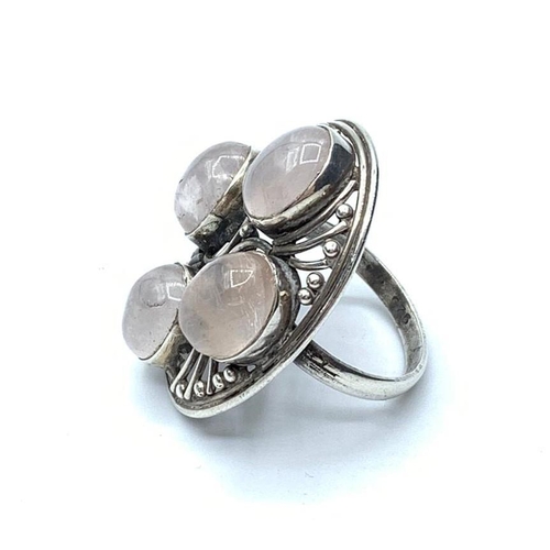 432 - Silver ring with moonstones, size N