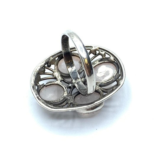 432 - Silver ring with moonstones, size N