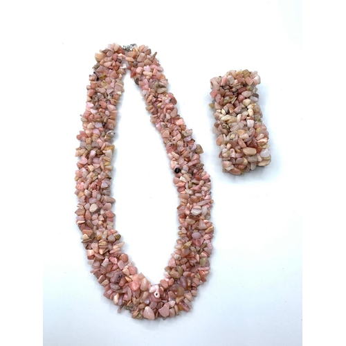 435 - Pink oral necklace & bracelet