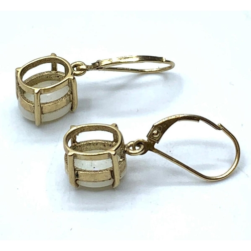 344 - 9ct gold and white opel earrings, weight 3.0g