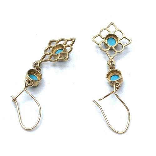 349 - 9ct gold & turquoise earrings, weight 2.5g