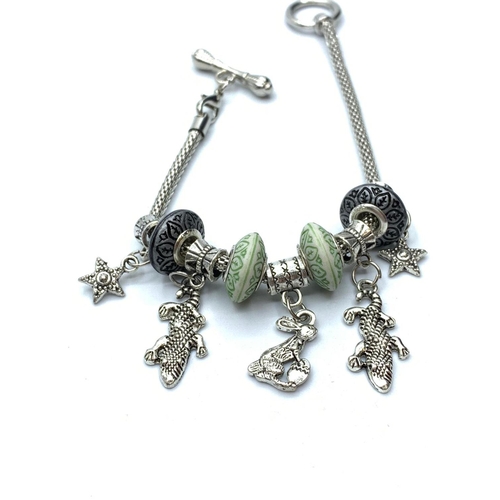 380 - Pandora style charm bracelet, weight 17g & length 18cm