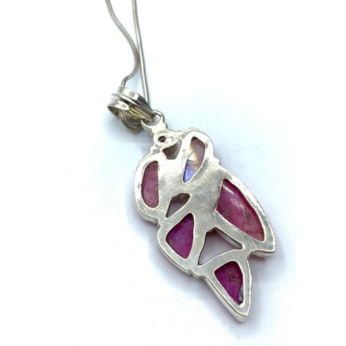 423 - 925 Sterling Silver and Pink Stone Necklace.