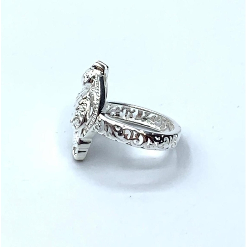 425 - 925 Sterling Silver Owl Shaped Ring, Size M.