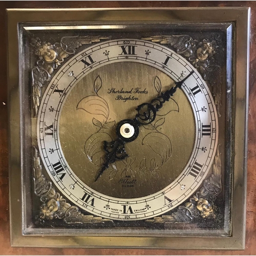 222 - A Walnut Cased Mantle Clock by Shorland Fooks Brighton, Elliott Clock.