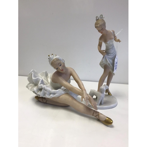 238 - Two Wallendorf 'Lenci' Style Figurines (Ballerina Has Damaged Fingers)