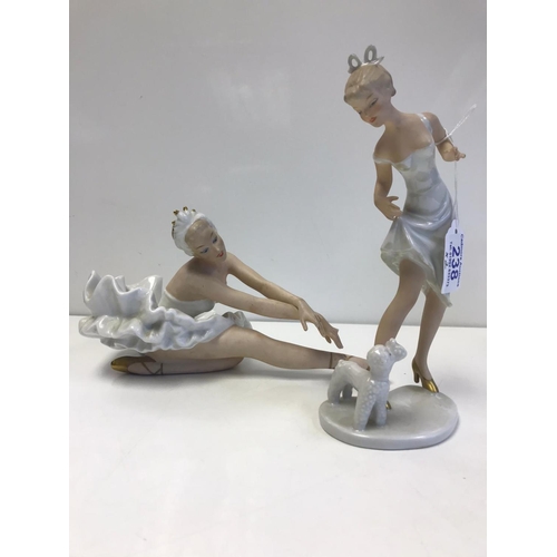 238 - Two Wallendorf 'Lenci' Style Figurines (Ballerina Has Damaged Fingers)