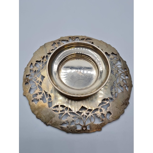 563 - A hallmarked Birmingham silver footed pierced floral silver dish by the Alex Clark Co ltd, diameter ... 