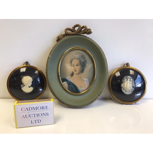 204 - Two Framed Cameos & A Portrait Miniature