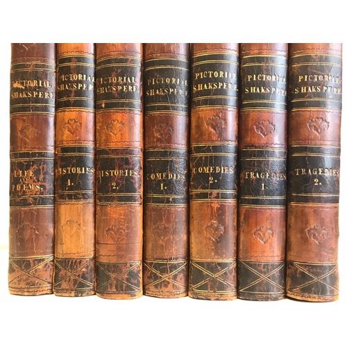 233 - Seven Leather and Cloth Bond Volumes of Pictorial Shakespeare.