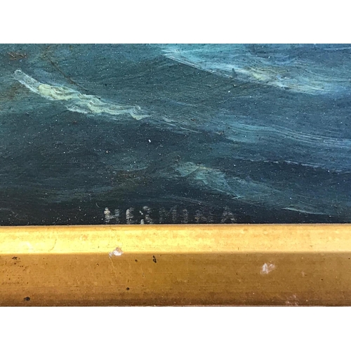 332 - Naive Folk Art Marine Painting of the Steamship 'Hermina', Frame 41.5cm x 24cm.