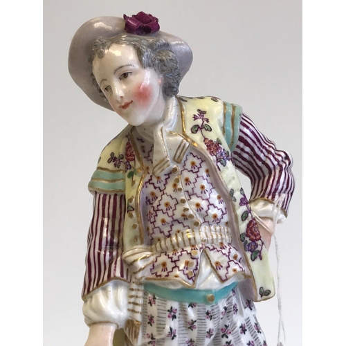 372 - A German Porcelain Figurine of a Gentleman, Volkstedt, Minor Leaf Losses, Height 27cm