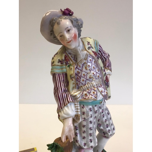 372 - A German Porcelain Figurine of a Gentleman, Volkstedt, Minor Leaf Losses, Height 27cm