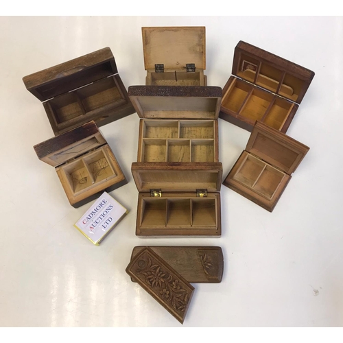 183 - Qty of Treen Stamp Boxes Inc Tunbridgeware & Mauchlinware Philatalie Interest