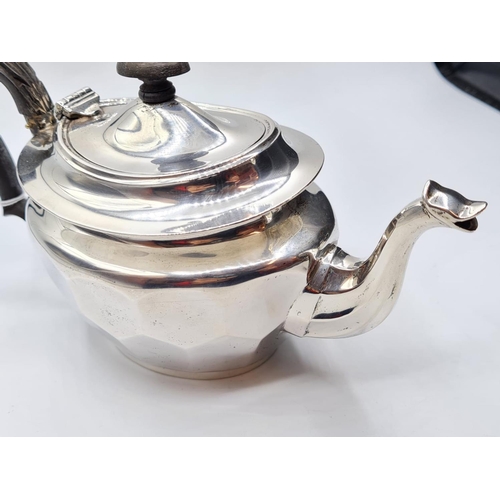 39 - Silver Teapot, Creamer, Sugar bowl made in Birmingham 422g.