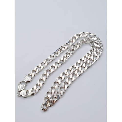 89 - Heavy sterling silver curb chain, weight 65g and 50cm long approx