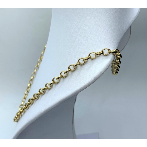 135 - 9ct yellow gold belcher necklace, 24.5g weight and 52cm long approx