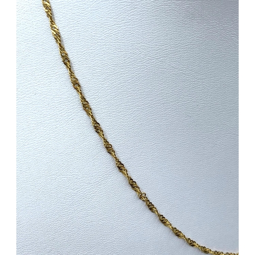 322 - 21ct yellow gold curb chain, 3.5g weight and 38cm long approx