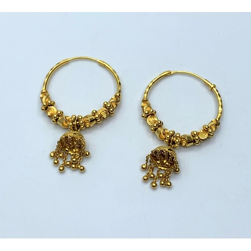 366 - 22ct pair of hoop earrings, 10.79g weight