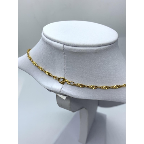 424 - 21ct yellow gold twisted necklace, 8.5g weight and 48cm long approx