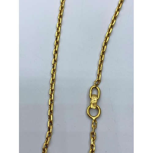 443 - 22ct gold chain with Eastern pendant, weight 41g & length 65cms