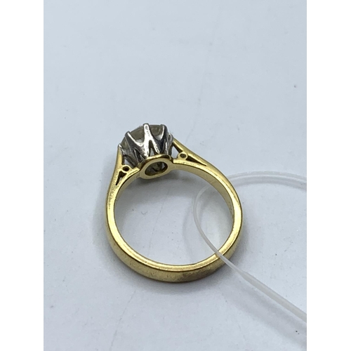 6 - 18ct yellow gold 1ct diamond solitaire ring, 3.95g weight and size K