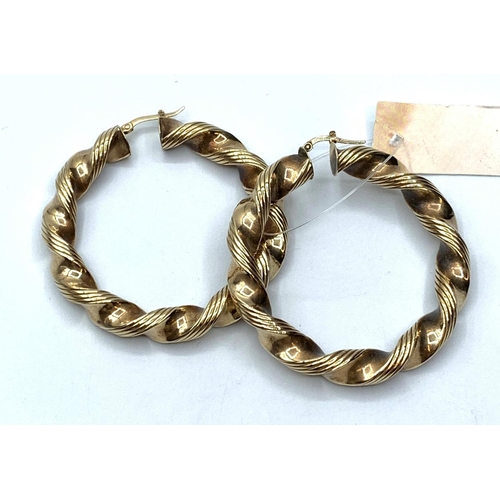 13 - 9ct Rose Gold Twist Hoop Earrings, 13.7g