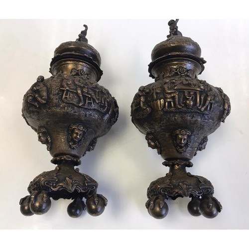 1 - A pair of large late Victorian profusely detailed balluster form hallmarked silver sugar casters or ... 