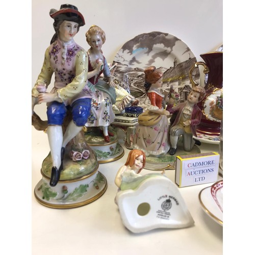 186 - Various European Figurines Inc Dux and Worcester, Capo Etc.