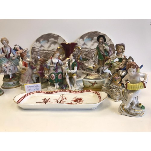 186 - Various European Figurines Inc Dux and Worcester, Capo Etc.